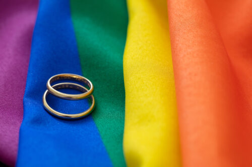 LGBTQ flag wedding rings